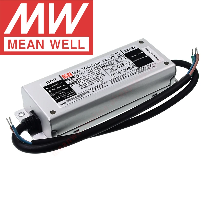

Mean Well ELG-75-C500A/B/AB Outdoor IP65/IP67 Led Power 60-75W/500mA/75-150V Constant Current Mode Dimming LED Driver