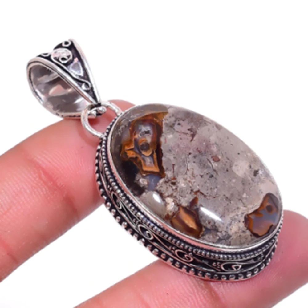 

Turtile Jaspers Pendant Silver Overlay over Copper , 53 mm, P6799