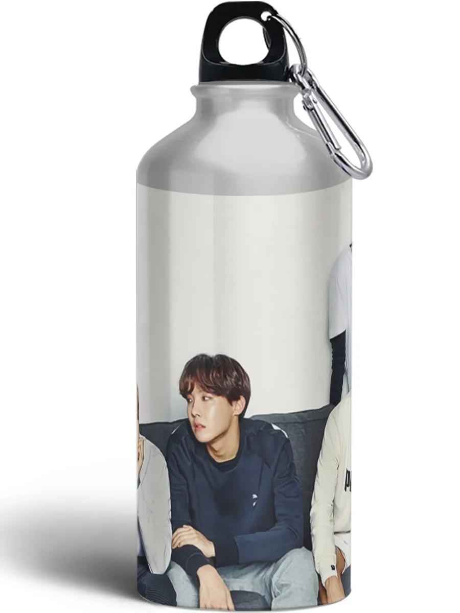 Бутылка спортивная/туристическая фляга с карабином bts (бтс к-поп k-pop exo кавайное