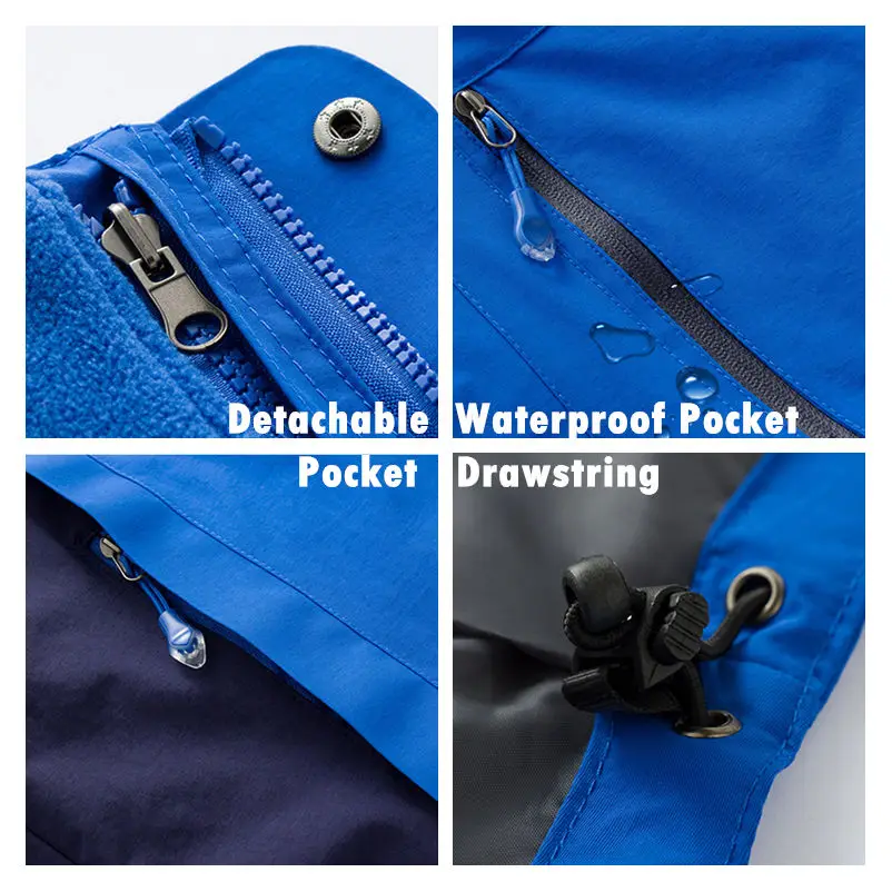 Mens And Womens Hiking Jacket Windproof Detachable Warm Fleece Coat Outdoor Sport Couples Mountain Trekking Camping | Спорт и