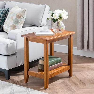 Modern rectangular corner living room solid wood small table simple American sofa side coffee telephone |