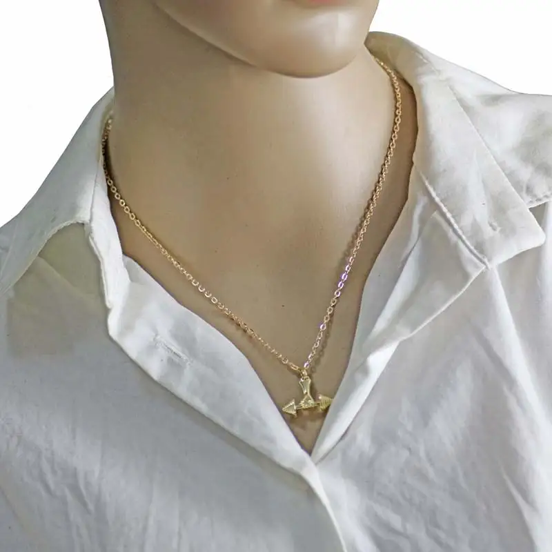 Подвеска в виде гантели Ожерелье Фитнес золотого цвета чокер штанга для