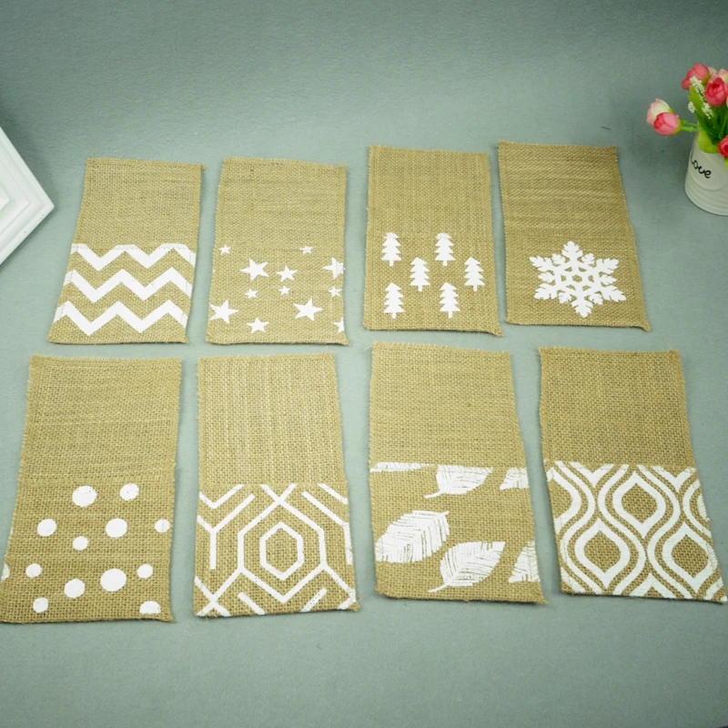 

10PCS Jute Hessian Cutlery Pocket Burlap wedding decoration Knife and Fork Cutlery Holder wedding table accessories