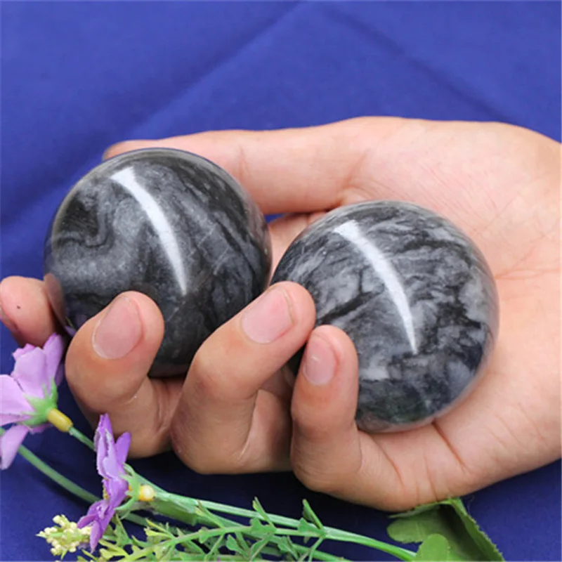 

2 Pieces/50mm Natural Jade Baoding Players Solid Fitness Handball Healthy Exercise Decompression Relaxation Decoration Ball
