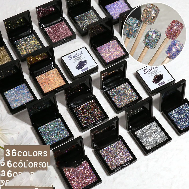 

36Colors Gel Nail Polish With Laser Glitter -Led UV Gel Polish-5ml Glitter Nail Polish Gel-Solid Glitter Sequins Nail UV Gel 5g