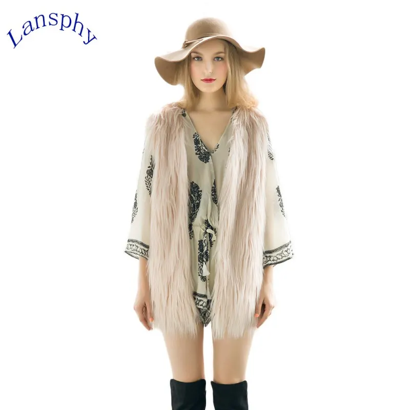 Для женщин коричневый цвет большие Размеры жилет из искусственного меха для