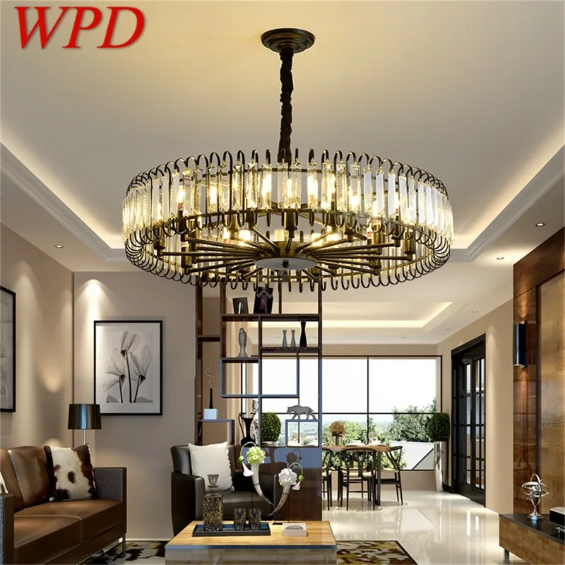 

WPD Black Postmodern Chandelier Fixtures Crystal Pendant Lamp Light Home LED for Decoration