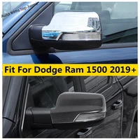 rearview mirror protective cap decor cover trim abs chrome carbon fiber accessories exterior for dodge ram 1500 2019 2020 2021