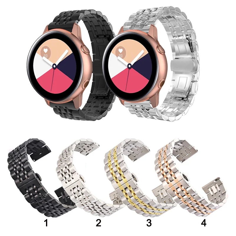 

20mm 22mm Stainless Steel Watch Band Strap with Butterfly Clasp for Samsung Galaxy Watch Active 2 40mm 44mm Replacement strap