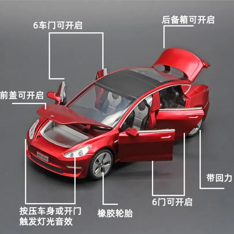 1:32 модель автомобиля 2020 новые модели Tesla MODEL3 из сплава звуковой светильник