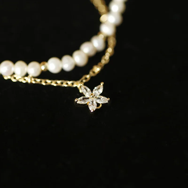 

Cute Double Layer Freshwater Pearl Bracelet Women Jewelry for New Year Korean Handmade Zirconia Friendship Bracelets Gifts SL002