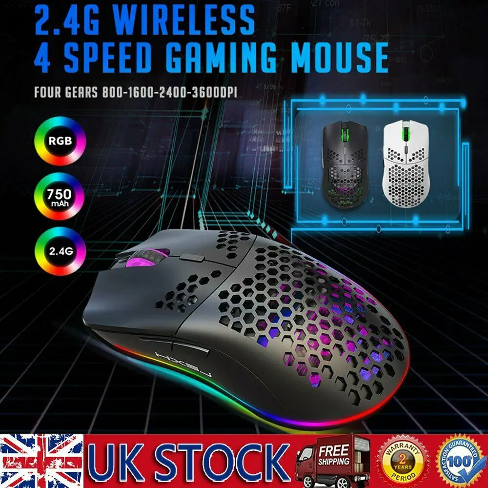

Беспроводная перезаряжаемая легкая игровая мышь Honeycomb RGB с подсветкой для PS4 MAC