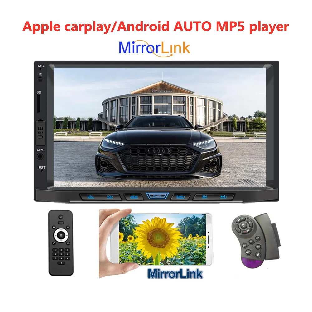 

7-дюймовый HD емкостный экран Автомобильный AUX FM-радио Bluetooth Автомобильный мультимедийный MP5 музыкальный плеер для Apple Carplay и Android автомобильно...
