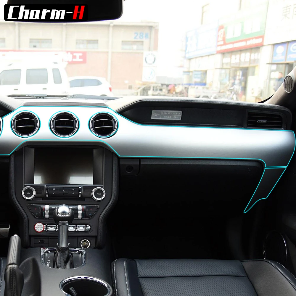 

Автомобильный Стайлинг центральная консоль TPU Внутренняя крышка отделка прозрачная защитная пленка наклейка для Ford Mustang 2015-2017 аксессуары