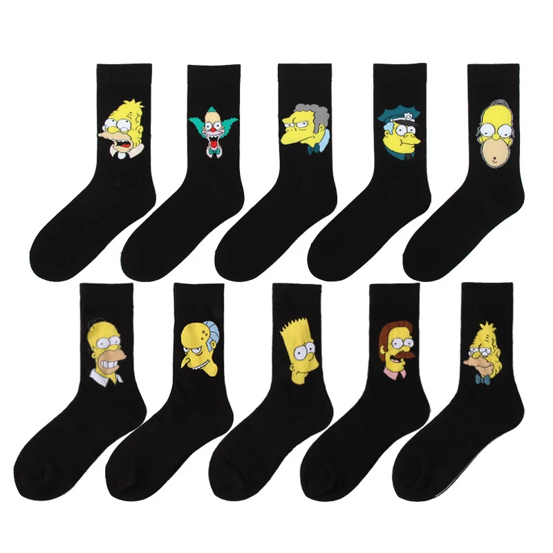 5 пар/лот новинка забавные носки с героями мультфильма Симпсоны мужские 2019
