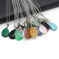 new drop shaped necklace natural stone malachite agate opal rose quartz pendant necklace for ms party wedding jewelry gift