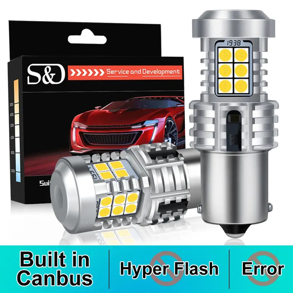 Светодиодный фонарь без ошибок 1156 BA15S P21W 2x Canbus светодиодный BAU15S PY21W янтарный