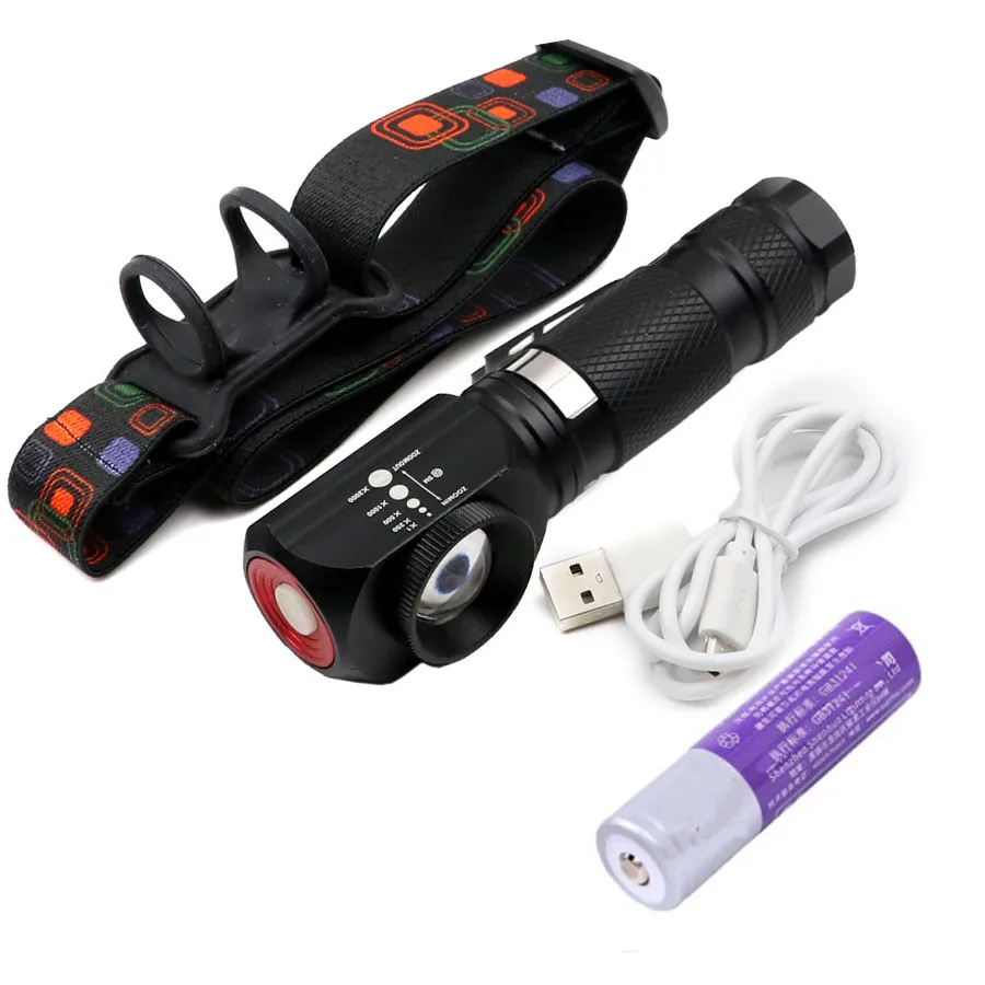 Светодиодный головной фонарь Cree T6 с зумом 18650 10 Вт USB для кемпинга охоты