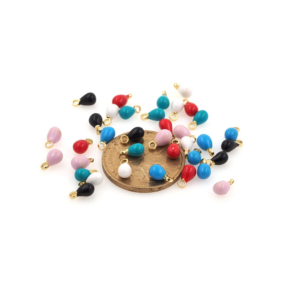 

10PCS Enamel Colorful Teardrop Pendant, Water Drop Charm, DIY Necklaces Earrings Studs Jewelry Making 6.2x3.5MM