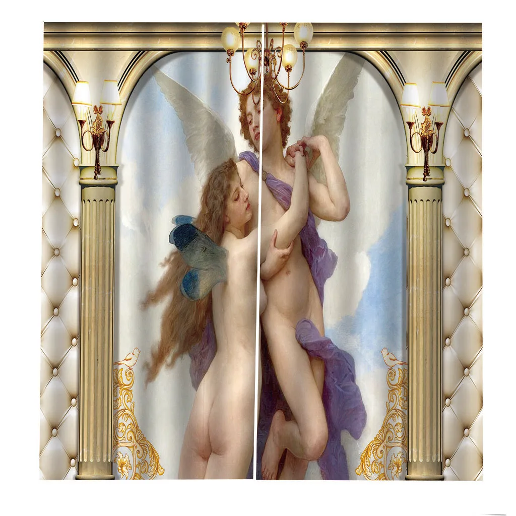 Шторы для душа в европейском стиле с римскими колоннами привлекательные