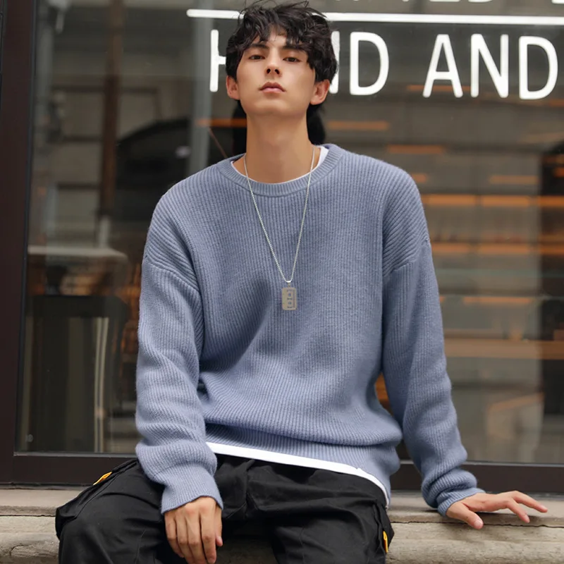 Мужской свитер Зимний новый с круглым вырезом модный тренд мужской простой