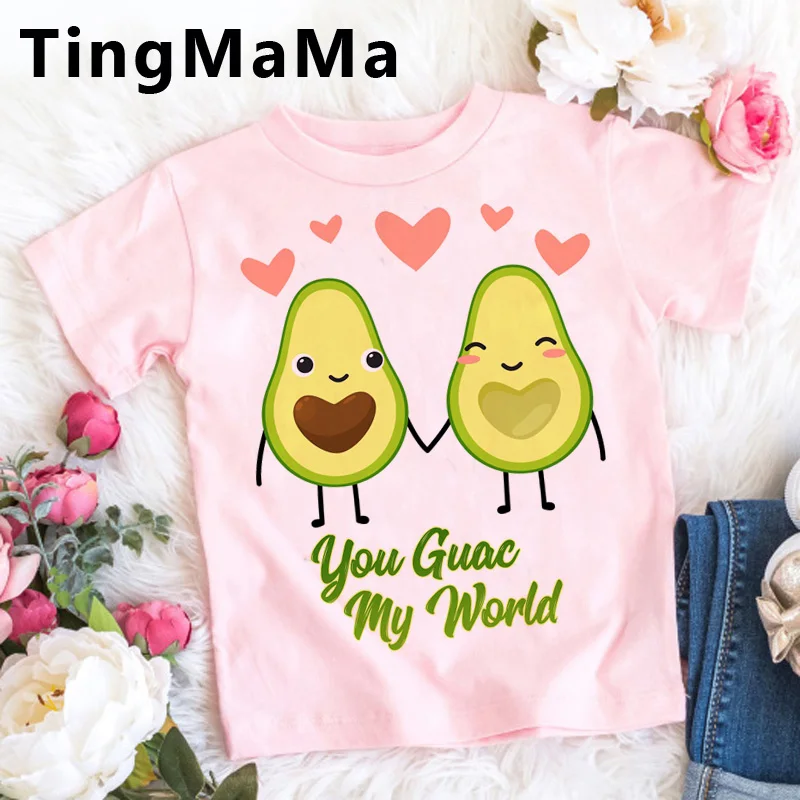 Футболка Kawaii с авокадо Детская футболка милым мультяшным рисунком летний топ