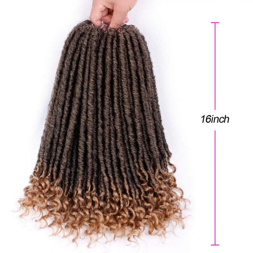 16 дюймов богиня искусственные локоны в стиле Crochet волосы прямые Locs с вьющимися