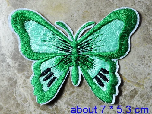

Super discount! Wholesale Butterfly purple yellow red green Wild life Iron on patch Appliques,Made of Cloth,100% Quality 6.5 cm