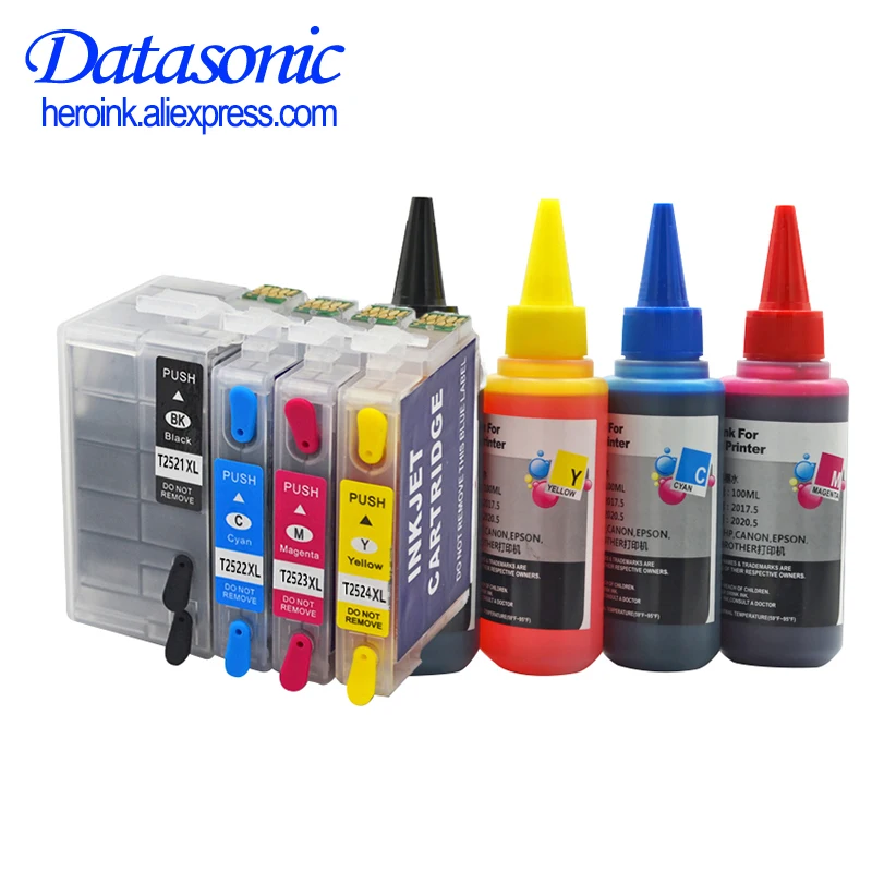 

T2521 refillable ink cartridge with chip for Epson WorkForce WF-3620 WF-3640 WF-7610 WF-7620 WF-7110 WF-7710 WF-7720 WF-7210