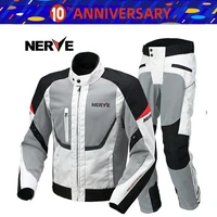 free shipping 1set mens mesh summer armored cordura visibility reflective jacket moto long trousers motorcycle jacket and pants