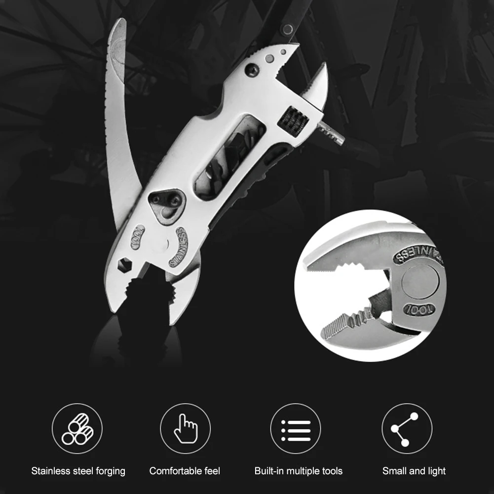 

Utility Tool Fold Knife Travel Camp Plier Wrench Adjustable Tool Jaw Screwdriver Hike Hunt Survive Kit Multi-Fucntion Spanner