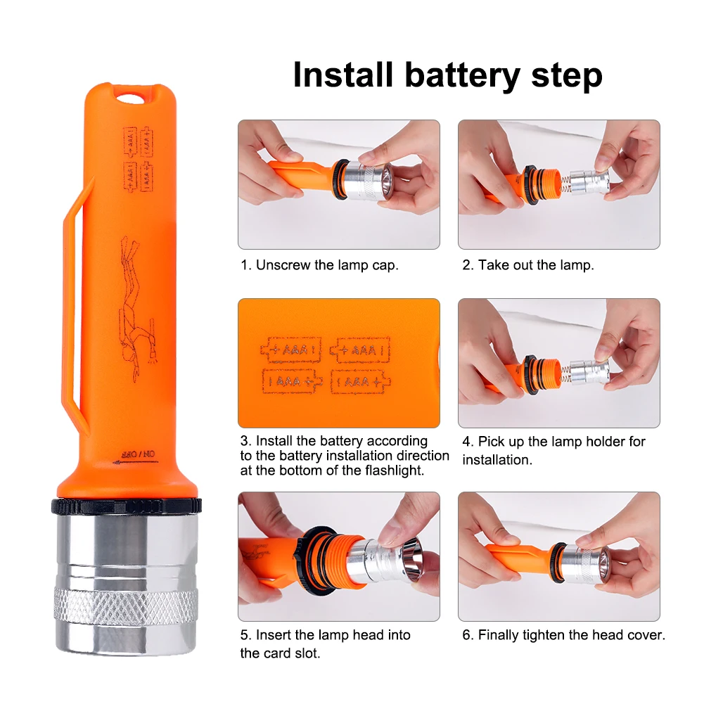 Светодиодный водонепроницаемый подводный фонарик T6 для дайвинга фонарь с тремя