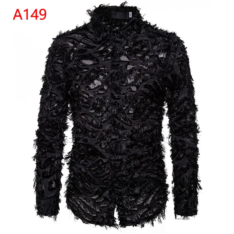 Мужская рубашка с имитацией перьев вечерние приталенные рубашки длинным рукавом