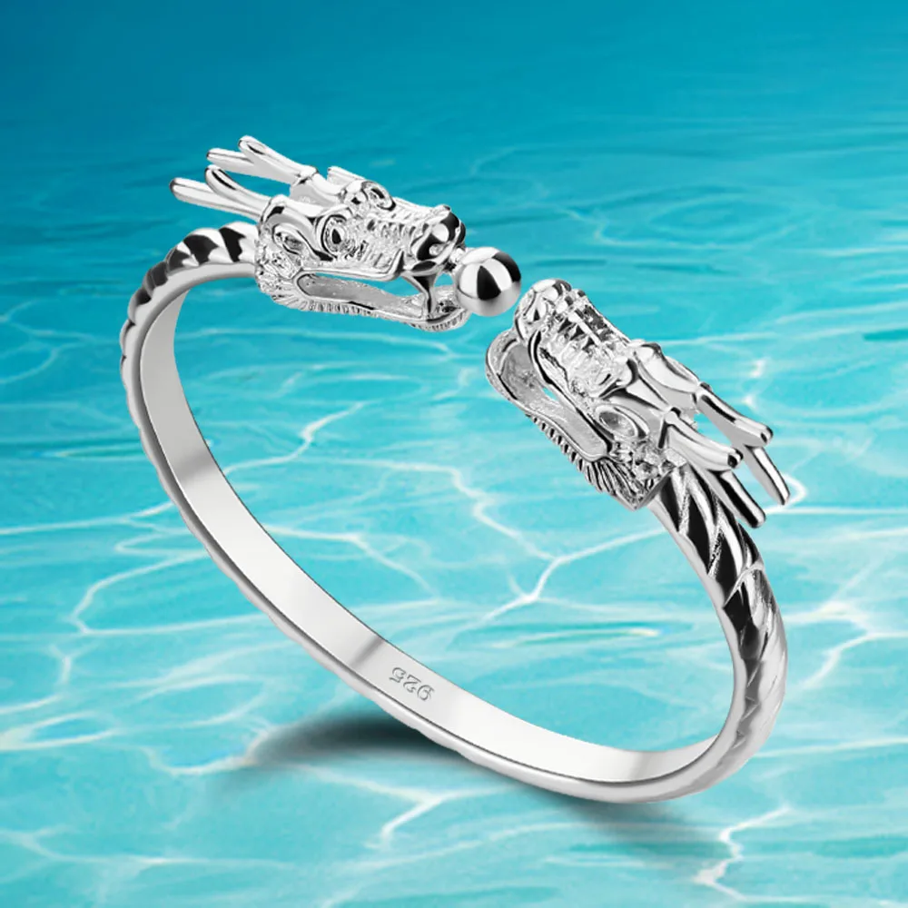 

Мужской браслет из серебра 925 пробы, с драконом