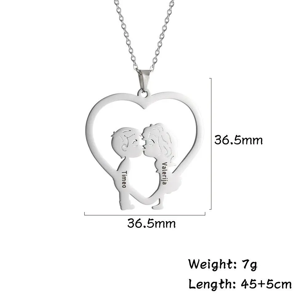 

Sherman Couple Kiss Heart Pendant Customized Name Letter Necklace Female Valentine's Day Gift