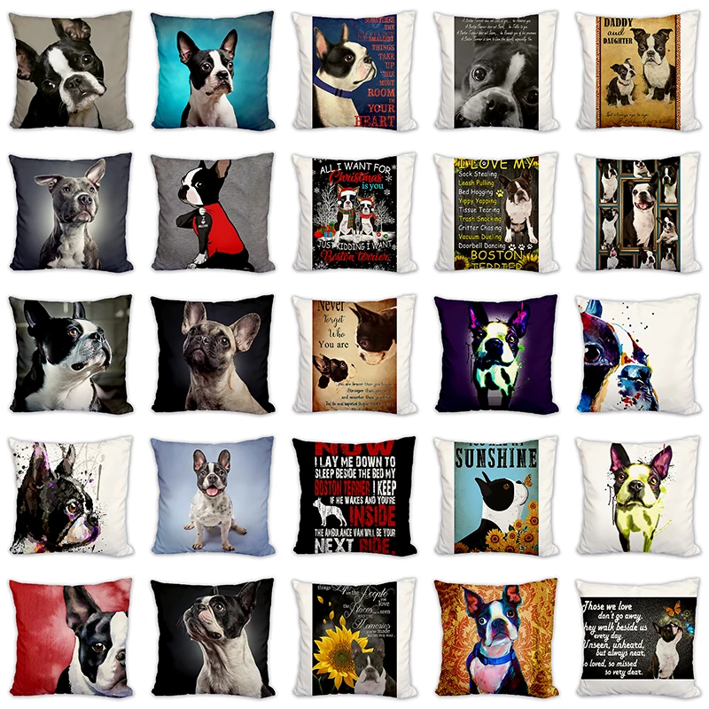 

Постер Boston Terrier, декоративные льняные наволочки с животными, 45x45 см