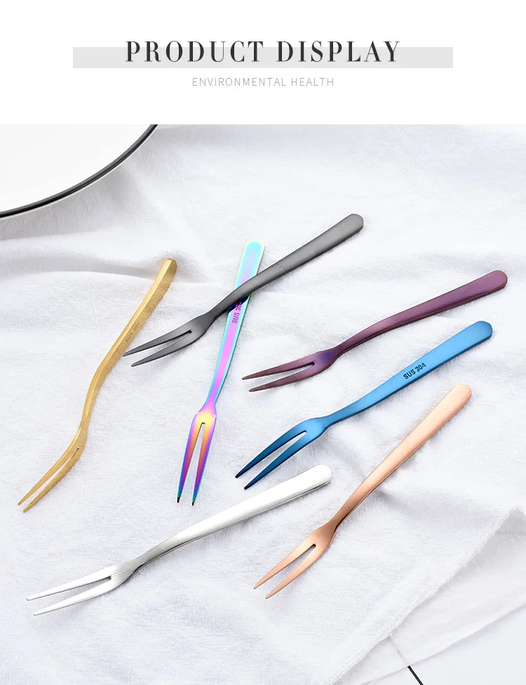 7 шт красочные 18/8 нержавеющая сталь фрукты вилка кухонный набор столовые приборы