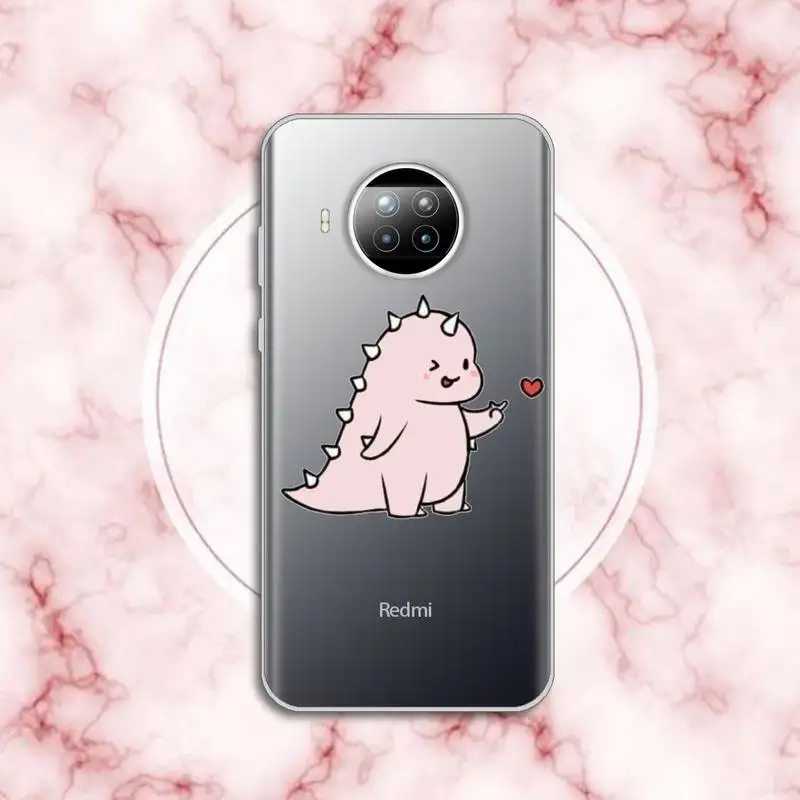 

Cute Cartoon Animal Dinosaur Phone Case Transparent for Xiaomi Redmi note 10 t 8 9 pro lite 11