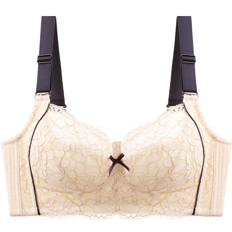 

YueYanni Underwear Women's Big Breasts Small Bras Thin Sections No Steel Rings Gathering Anti-sagging Breast-shrinking Full-Cup