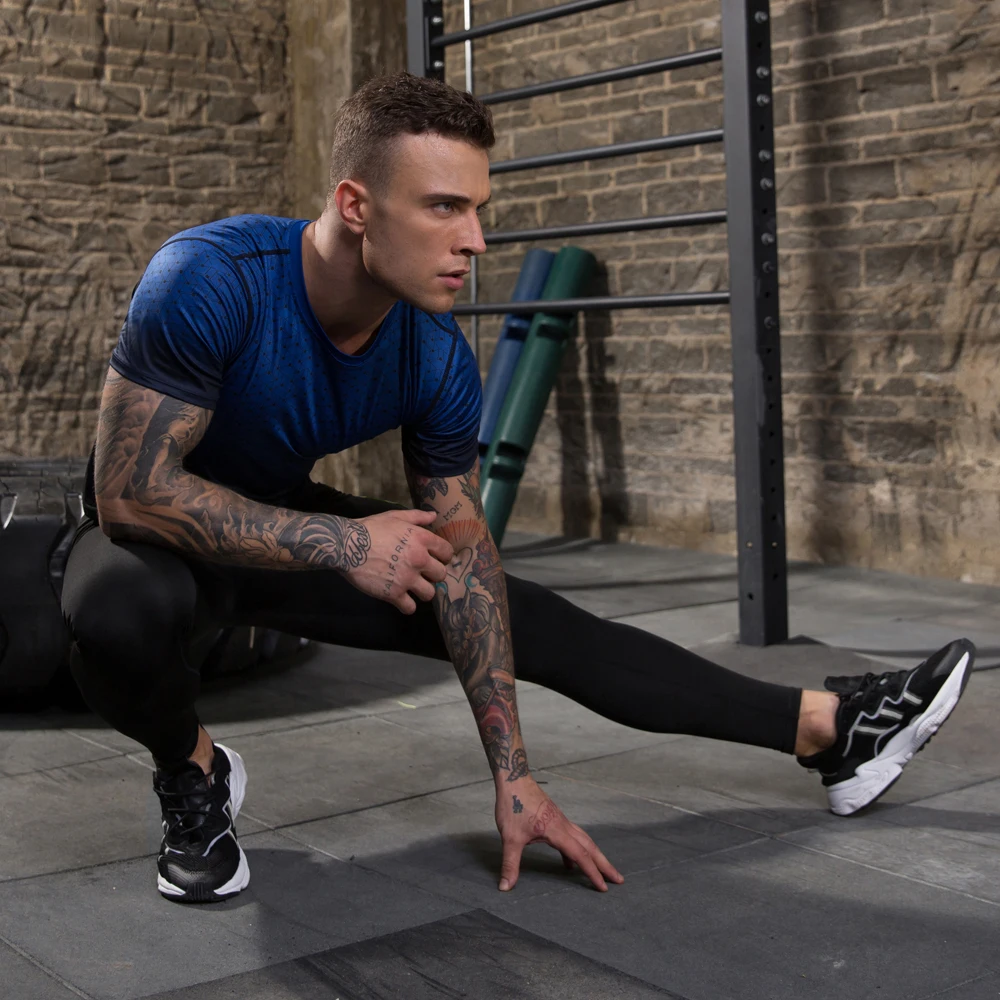 Дышащие мужские компрессионные штаны для бега быстросохнущие спортивные