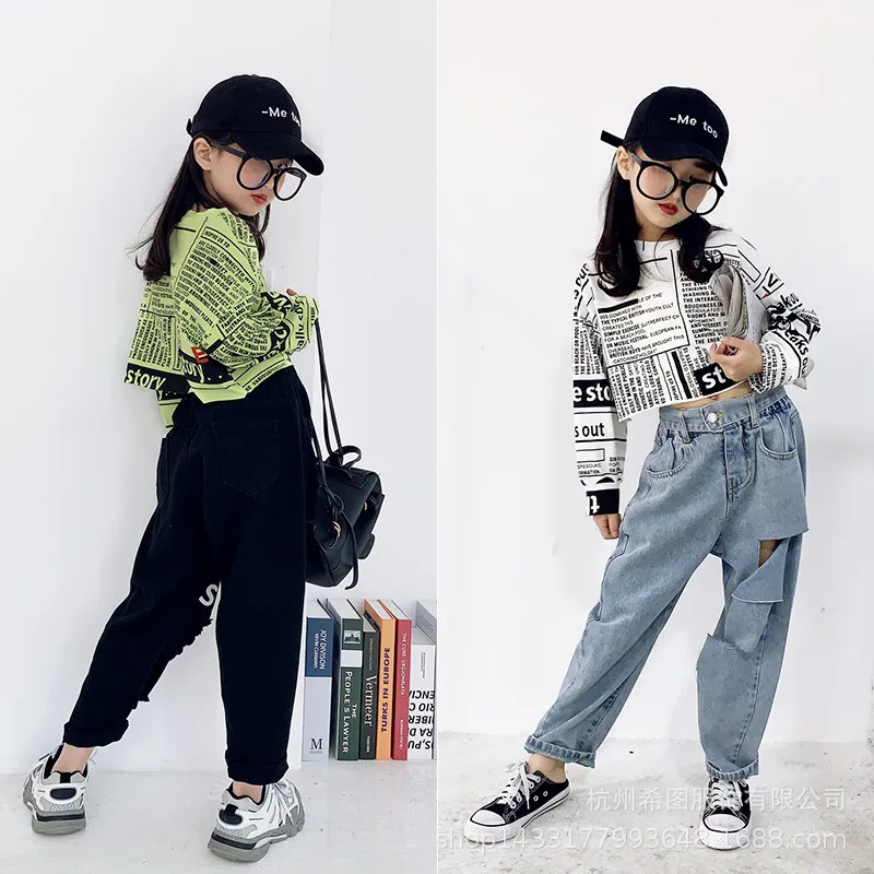 Новинка весны 2020 детская одежда короткая футболка с длинным рукавом и круглым