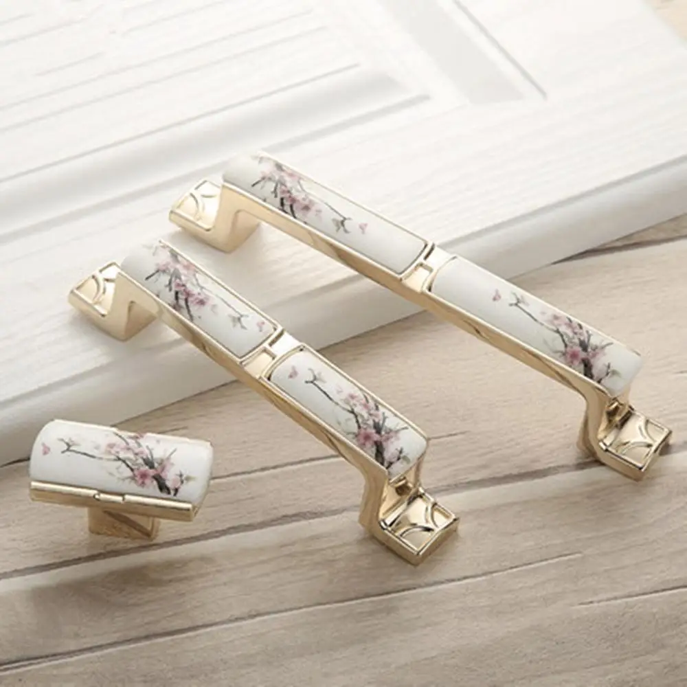 Золотистая керамическая ручка Европейский ящик для шкафа мебельная фурнитура
