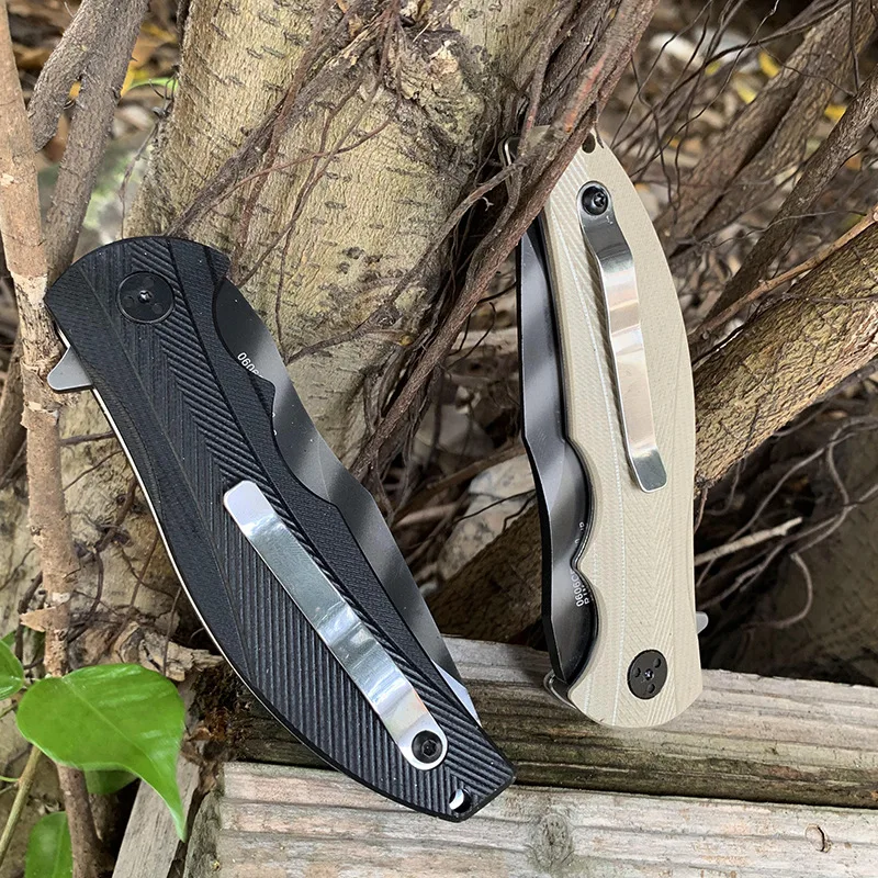

Two styles ZT 0606 Outdoor knife G10 handle 9CR14MOV tiger pattern blade Ball bearing Quick Opening Camping Folding knife 58HRC