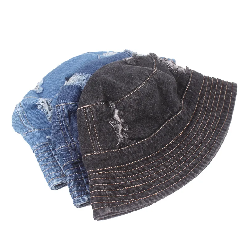 Панама в стиле хип-хоп для мужчин и женщин однотонная Складная Модная Джинсовая с