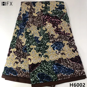 HFX Real Wax 2021 top quality Embroidery ankara wax hot selling 100% Cotton African Wax Print Fabric for women dress H6002