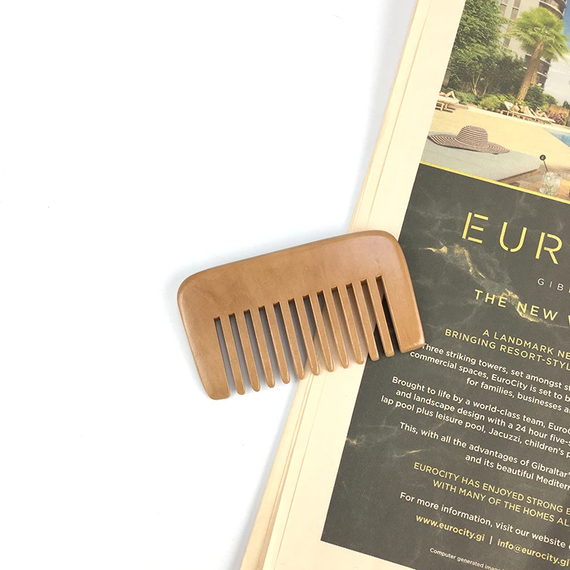 

Private Label Logo Natural Pear Wood Beard Comb For Mustache