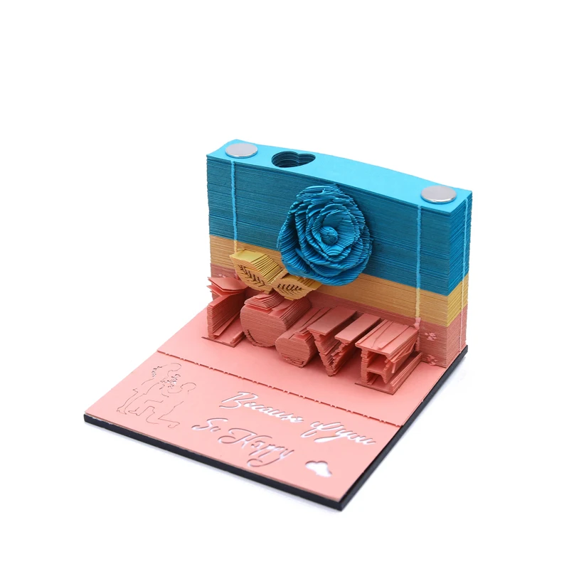 

3D Creative Paper Carving Art Rose Sticky Notes Note Paper Art Building Home Decoration Toy for Girl Birthday Gift Collection