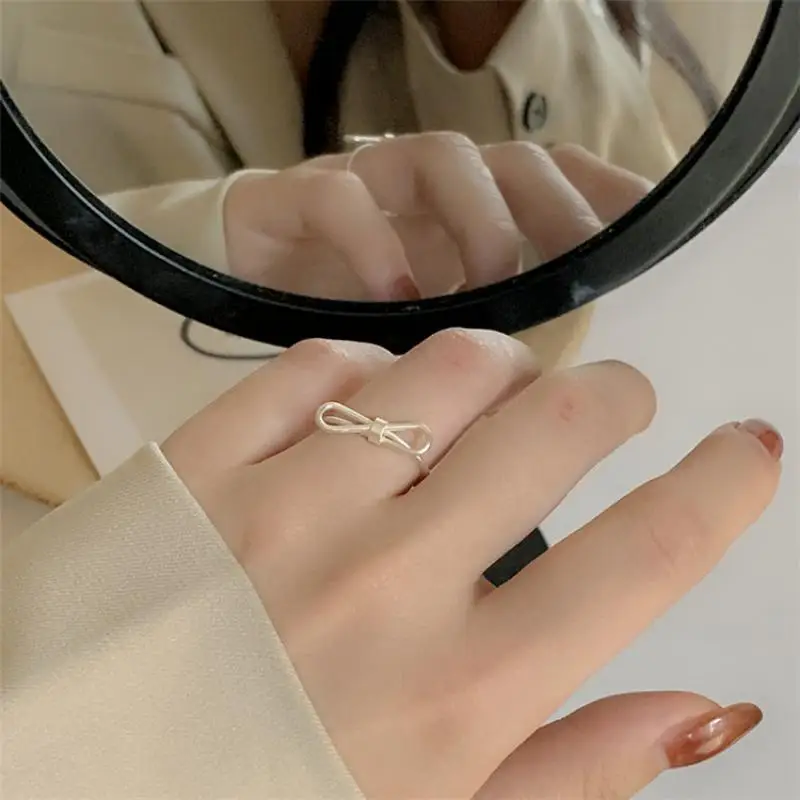 

Fashion Simple Women Alloy Metal Bow Opening Finger Ring Casual Party Engagement Wedding Matte Color Ring Jewelry