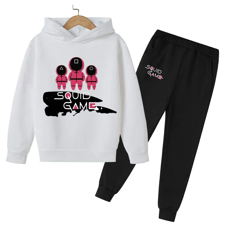 

Детский хлопковый свитшот и штаны, популярный игровой набор для ТВ-кальмаров, осень и зима, Повседневная Уличная одежда, комплект из 2 предме...