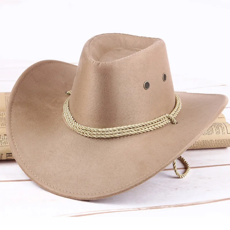 

Western Cowboy Hat Men Riding Cap Fashion Accessory Wide Brimmed Crushable Crimping Gift SWD889